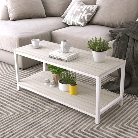 SogesPower 39.3 inches 2-Tier Modern Coffee Table