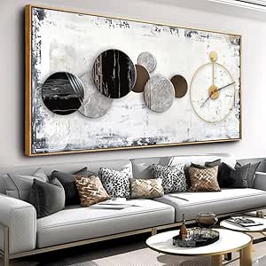 Wall Art Clocks Prints Modern Simple Artwork Canvas Painting for Living Room