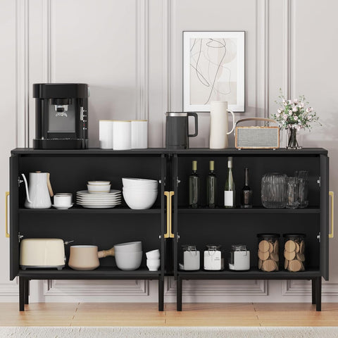 Storage Cabinet with Doors, Modern Black Accent Cabinet