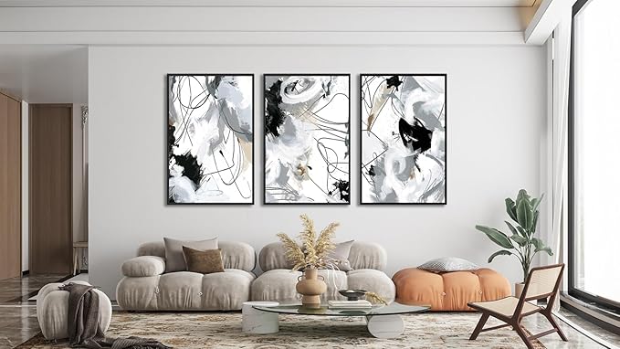 ASDCEUTICALS Large Framed Wall Art - Natural Framed Abstract Canvas Pictures