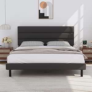 Upholstered Platform Rilelola Bed Frames with headboard