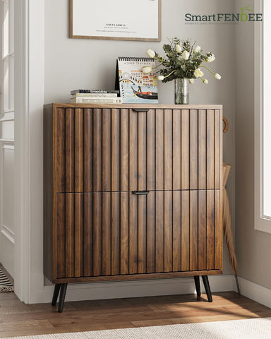 Shoe Storage Cabinet, Fluted Shoe Cabinet Storage for Entryway