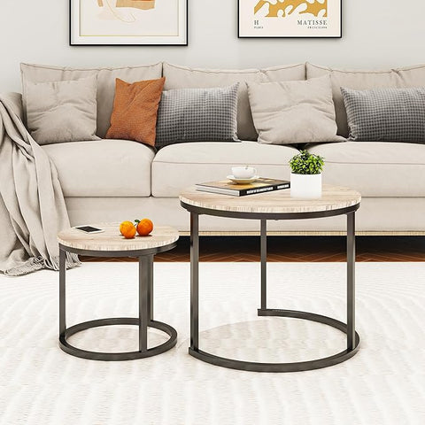 HOMERECOMMEND Round Coffee Table for Living Room Tea Desk